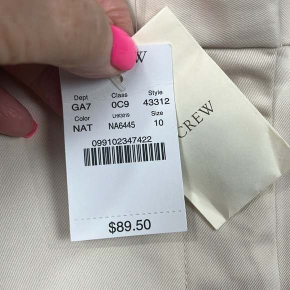 J. Crew Womens Chinos 10 Cream Wide Leg Slide/Zip Fly Pockets Stretch Classy NWT - Picture 5 of 11